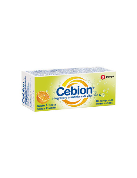 Cebion vitamina C gusto arancia senza zucchero 10 compresse effervescenti