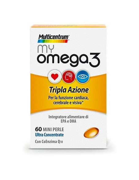 MULTICENTRUM MYOMEGA3 FUNZIONE CARDIACA - CEREBRALE - UDITO 60 MINI PERLE - Clubfarma