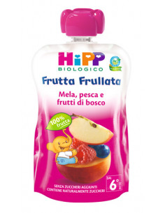 HIPP BIO FRUTTA FRULLATA MELA PESCA FRUTTI ROSSI90G - Clubfarma