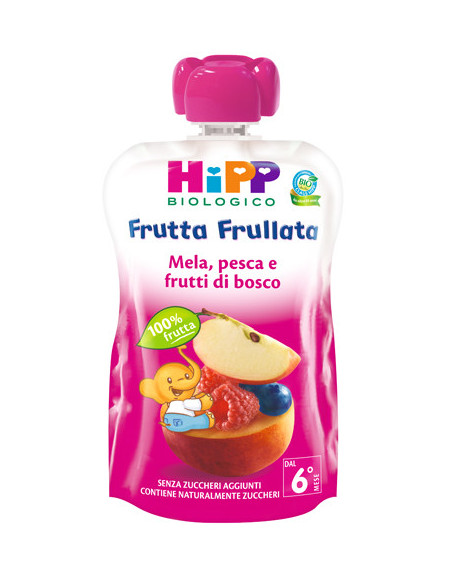 HIPP BIO FRUTTA FRULLATA MELA PESCA FRUTTI ROSSI90G - Clubfarma