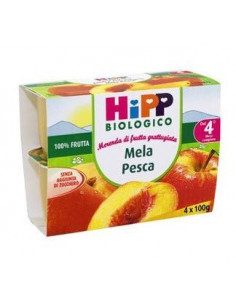 HIPP BIO FRUTTA GRATTUGGIATA MELA E PESCA 4VASETTIX100G - Clubfarma