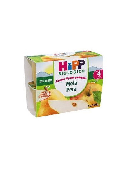 HIPP BIO FRUTTA GRATTUGGIATA MELA PERA 4VASETTIX100G - Clubfarma