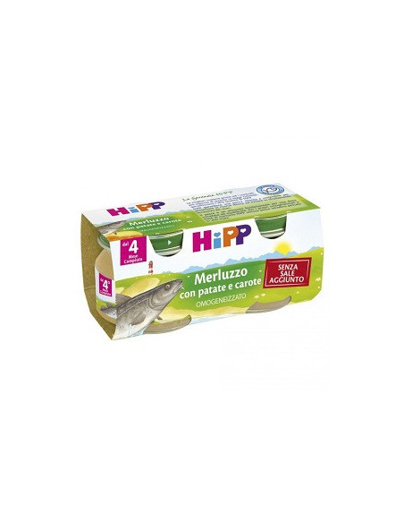 HIPP BIO OMOGENEIZZATO MERLUZZO CAROTE PATATE 2VASETTIX80G - Clubfarma