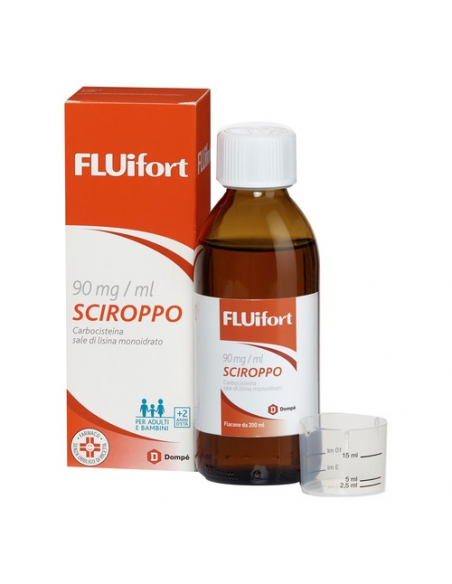 FLUifort sciroppo per tosse grassa mucolitico fluidificante 200ml 90mg/ml+mi