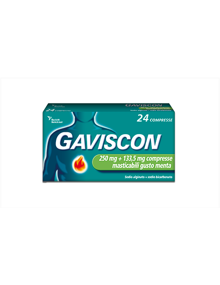 Gaviscon compresse per il bruciore di stomaco occasionale menta 24 cpr