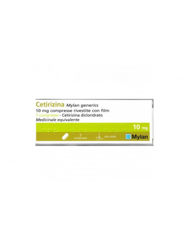 Cetirizina antistaminico contro i sintomi nasali e oculari dell'allergia 10 mg 7 compresse rivestite