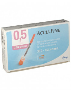 ROCHE - ACCU-FINE SIRINGHE INSULINA 0,5ML G30 8MM 30PEZZI - Clubfarma