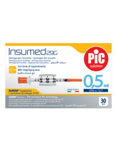 PIC - INSUMED SIRINGHE STERILI 0,5ML GAUGE 29X12,7MM 30 PEZZI - Clubfarma