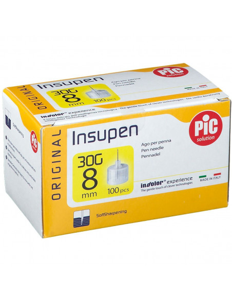 PIC - INSUPEN ORIGINAL AGO PENNA PER INSULINA GAUGE30X8MM 100 PEZZI - Clubfarma