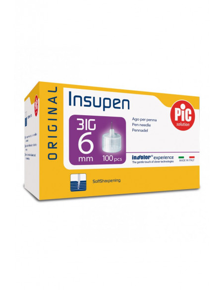 PIC - INSUPEN ORIGINAL AGO PENNA PER INSULINA GAUGE31X6MM 100 PEZZI - Clubfarma