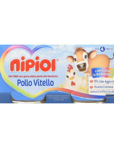 NIPIOL OMOGENEIZZATO VITELLO E POLLO 4VASETTIX80G - Clubfarma