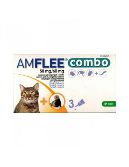 AMFLEE COMBO 3 PIPETTE 50MG/60MG ANTIPARASSITARIO PER GATTI E FURETTI - Clubfarma