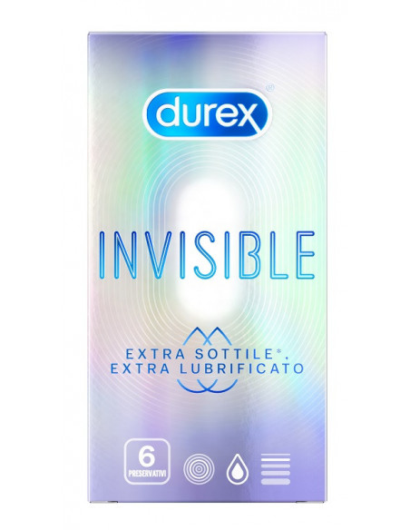 Durex Invisible profilattici extra lubrificati e sottili 6 pezzi