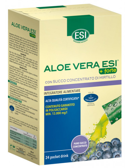 Esi Aloe Vera pocket drink +Forte con succo concentrato di mirtillo per depurare l'organismo 24 stick