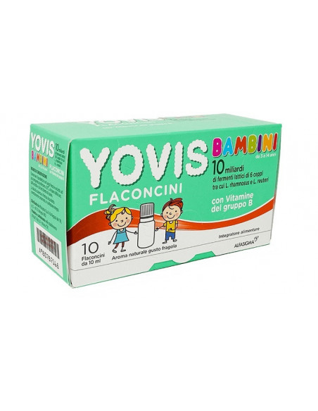 Yovis Bambini 10 miliardi fermenti lattici per equilibrio flora batterica intestinale gusto fragola 10 flaconcini