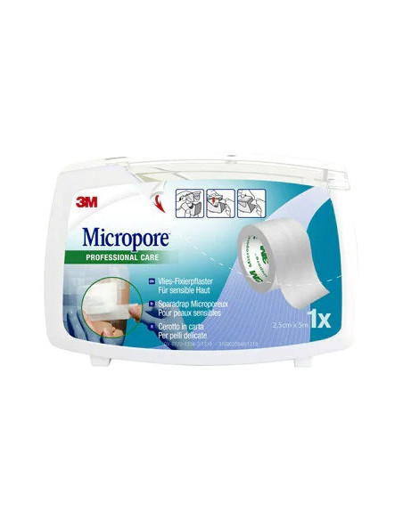 3m Micropore cerotto in carta con dispenser 25mmx5m