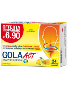 Gola Act ad azione emolliente e lenitiva contro il mal di gola gusto miele e limone 24 compresse