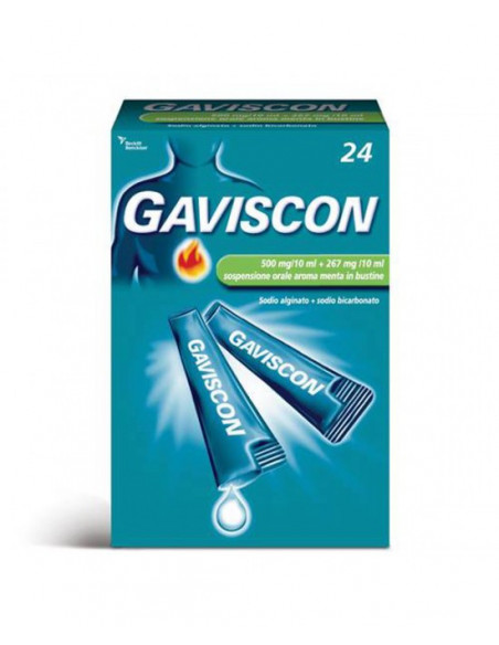 Gaviscon bustine per il bruciore di stomaco occasionale gusto menta 24 bst