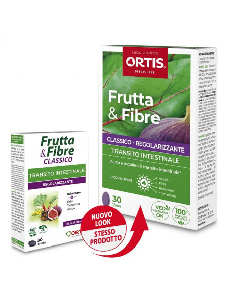 ORTIS FRUTTA & FIBRE CLASSICO TRANSITO INTESTINALE REGOLARIZZANTE 30 COMPRESSE - Clubfarma