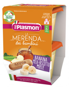 Plasmon la merenda dei bambini merende banana mela biscotto miele asettico 2 x 120 g