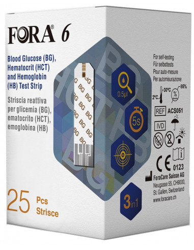 Fora 6 strisce glicem 3in1 25p