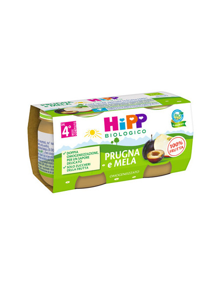 HIPP BIO OMOGENEIZZATO PRUGNA E MELA 2VASETTIX80G - Clubfarma