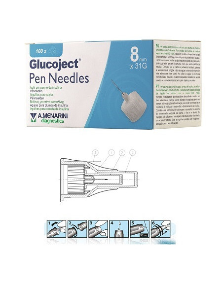 GLUCOJECT PEN NEEDLES 8MM G31