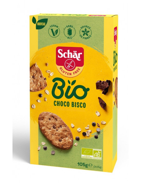 SCHAR BIO CHOCO BISCO 105G BISCOTTI CON PEZZI CIOCCOLATO SENZA GLUTINE - Clubfarma