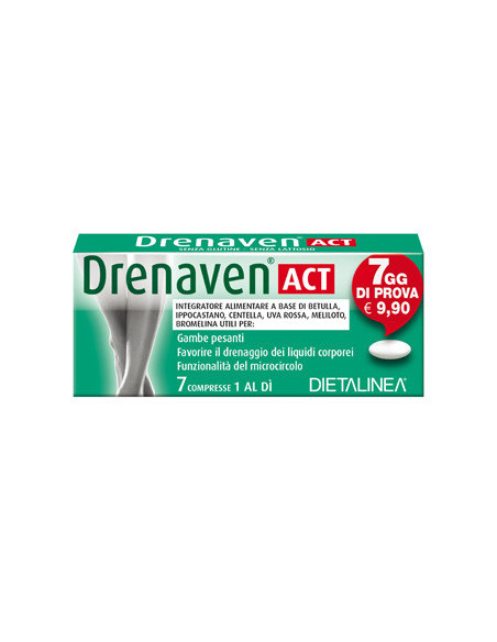 DIETALINEA DRENAVEN ACT 7 DAYS INTEGRATORE INESTETISMI 7 COMPRESSE - Clubfarma