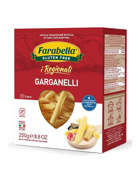 FARABELLA GARGANELLI I REGIONALI PASTA SENZA GLUTINE 250 G - Clubfarma