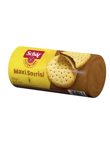 SCHAR MAXI SORRISI BISCOTTI RIPIENI DI CREMA AL CACAO 250G - Clubfarma