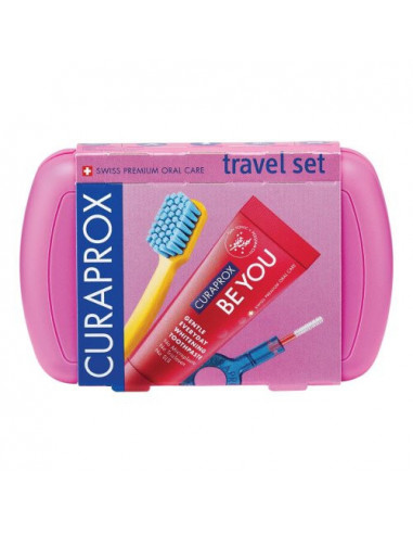 Curaprox travel set pink