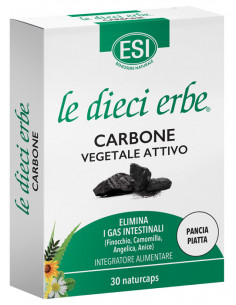 Esi Le Dieci Erbe Carbone vegetale attivo per eliminare i gas intestinali 30 capsule