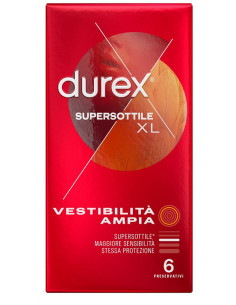 Durex Supersottile XL profilattici vestibilità ampia 6 pezzi