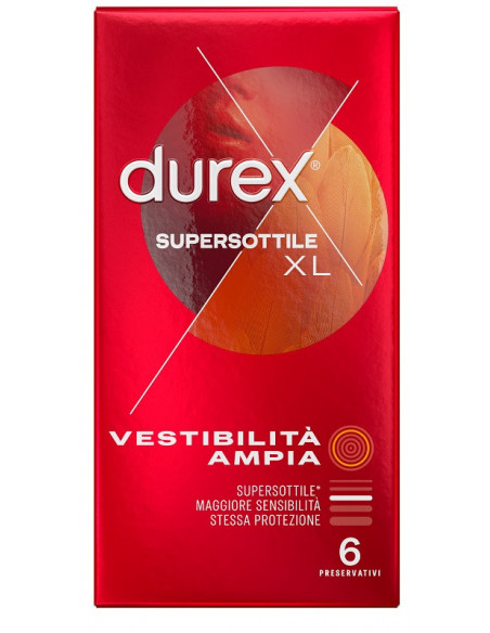 Durex Supersottile XL profilattici vestibilità ampia 6 pezzi