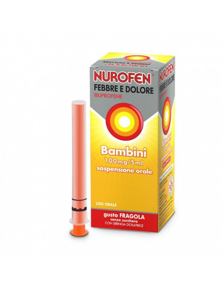 Nurofen Febbre e Dolore ibuprofene sciroppo 3+ mesi fragola 100mg/5ml 150ml