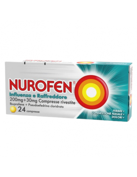 Nurofen Influenza e Raffreddore ibuprofene 12+ anni 200mg + 30mg 24 cpr