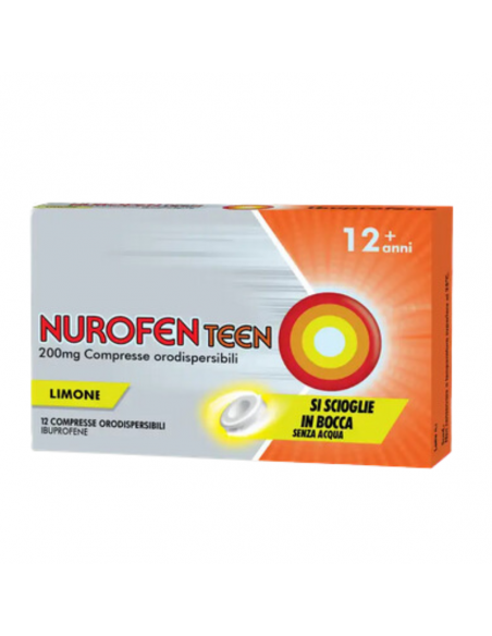 Nurofenteen ibuprofene compresse contro mal di testa limone 12+ anni 12 cpr 200mg