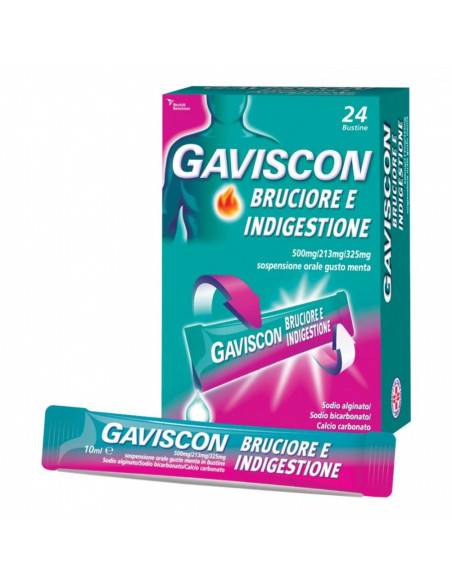 Gaviscon Brucione e Indigestione sospensione orale gusto menta 24 bustine