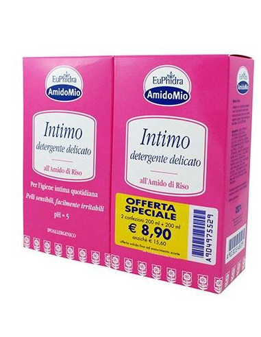 Euphidra AmidoMio abbinata due confezioni detergente intimo delicato 200ml+200ml