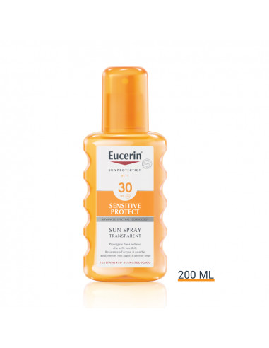 Eucerin Sun Protection Sensitive Protect spray corpo solare trasparente per pelle sensibile SPF30 200 ml