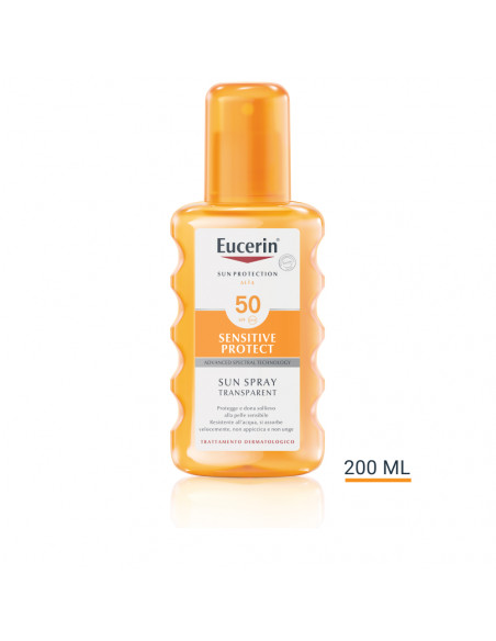 Eucerin Sun Protection Sensitive Protect spray corpo solare trasparente per pelle sensibile SPF50+ 200ml