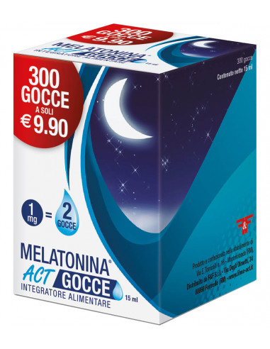 Melatonina Act gocce per ridurre il tempo di addormentamento 15ml 300 gocce