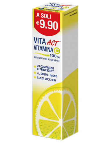 Vita Act Vitamina C 1000 mg senza zuccheri per il sistema immunitario 20 compresse effervescenti