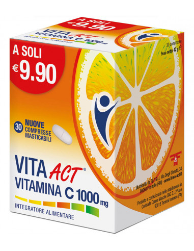 Vita Act Vitamina C 1000 mg per il sistema immunitario 30 compresse masticabili