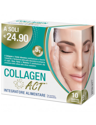 Collagen Act antiossidante per l'elasticità e l'idratazione della pelle 10 bustine