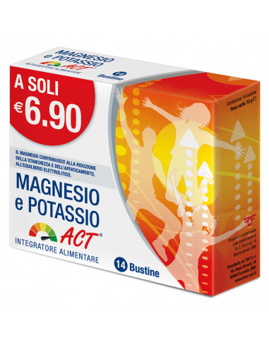 Magnesio e Potassio Act contro affaticamento e stanchezza 14 bustine