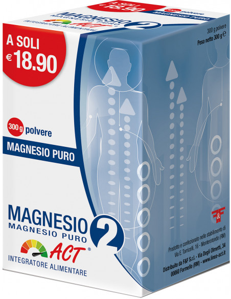 Magnesio Puro 2 Act per la funzione muscolare e la riduzione della stanchezza 300g