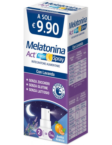 Melatonina Act Forte Spray per ridurre il tempo di addormentamento gusto arancia 15ml