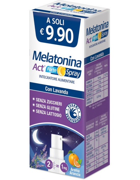 Melatonina Act Forte Spray per ridurre il tempo di addormentamento gusto arancia 15ml